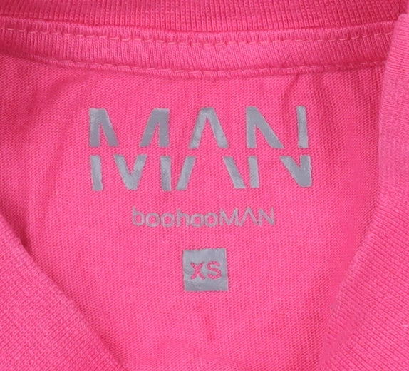 boohooMAN Men’s Pink Graphic Print Crew Neck Cotton T-Shirt XS