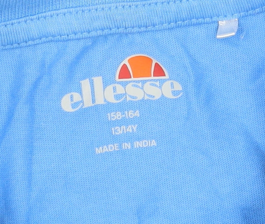 Ellesse Girls Blue Logo Graphic Cotton Short Sleeve T-Shirt 13-14 Years