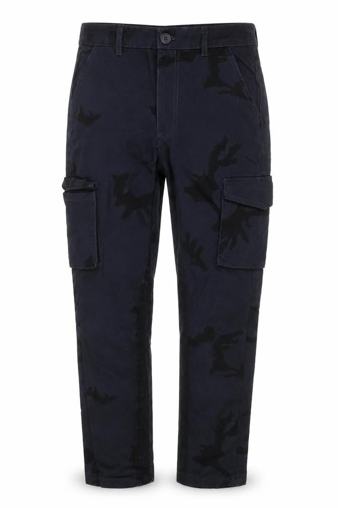 boohooMAN Men’s Blue Camouflage Cargo Trousers Size 30 Regular Fit