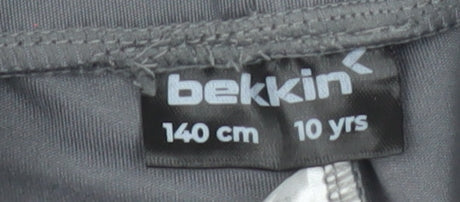 Bekkin Girls Grey 10 Years Biker Shorts Polyester Blend Stretch Activewear