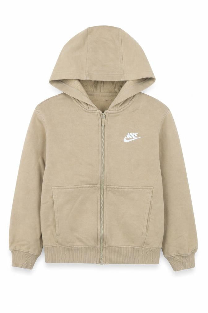 Nike Girls Beige Full Zip Hooded Basic Jacket 8-9 Years Cotton Blend