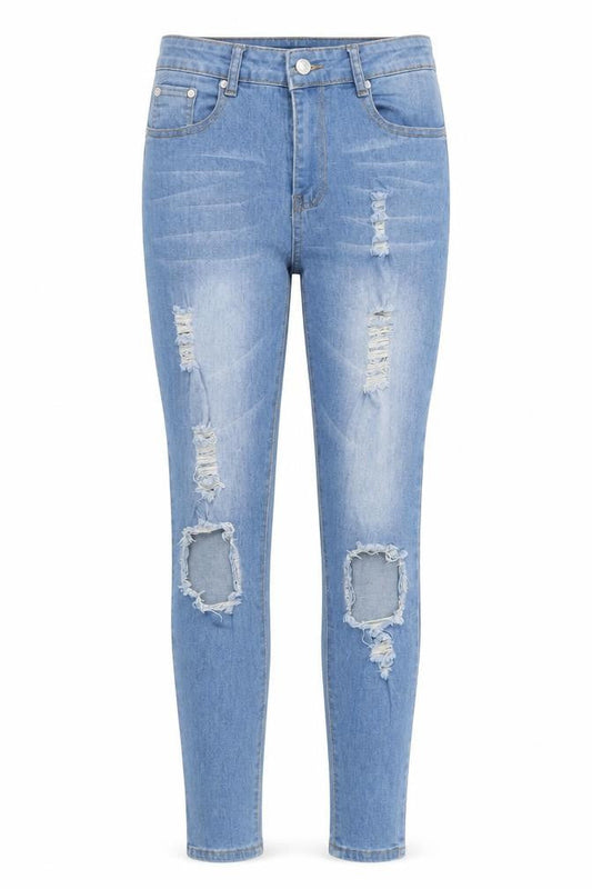 Denim Wise Women Blue Size 12 Distressed Skinny Jeans