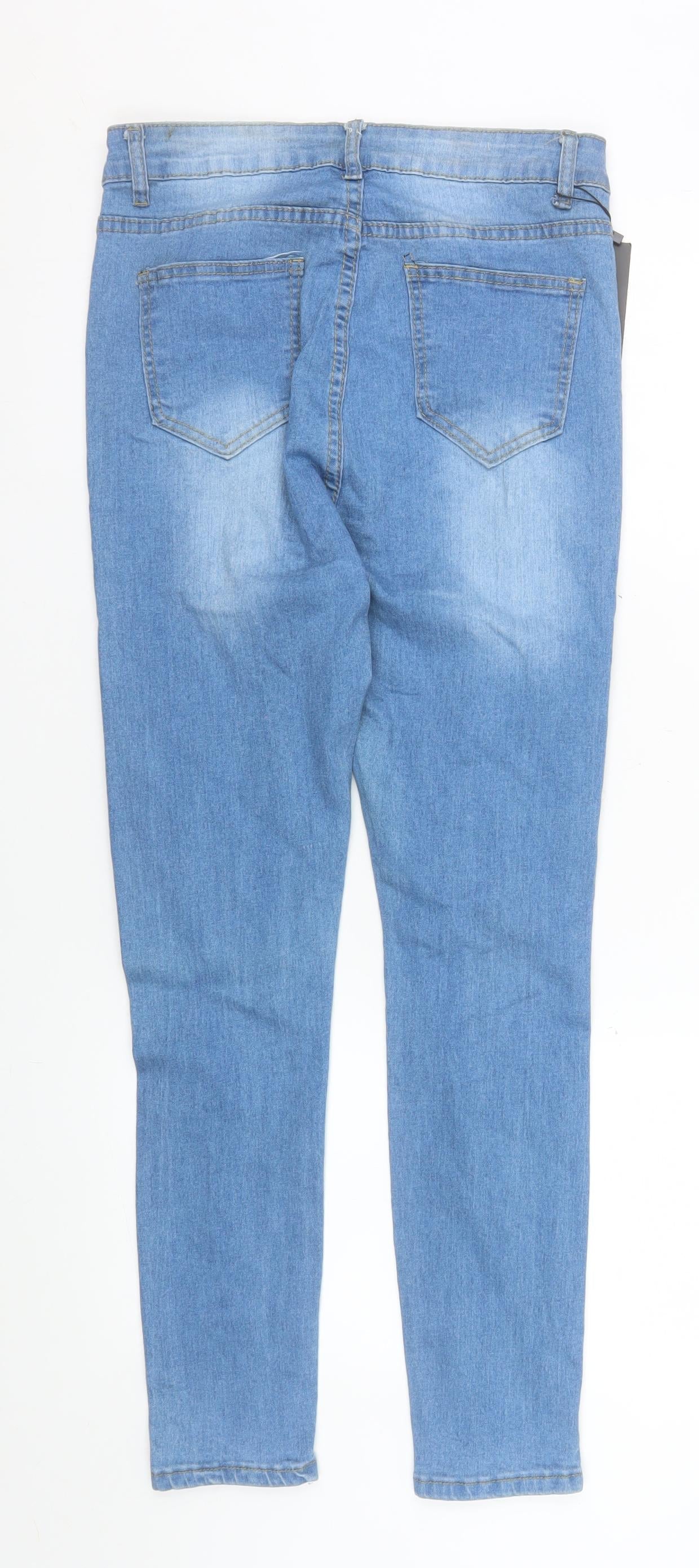 Denim Wise Women Blue Size 12 Distressed Skinny Jeans