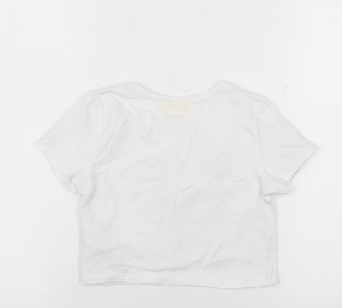 Disney Stitch Girls White Cropped T-Shirt Size 146/152 Graphic Print Cotton