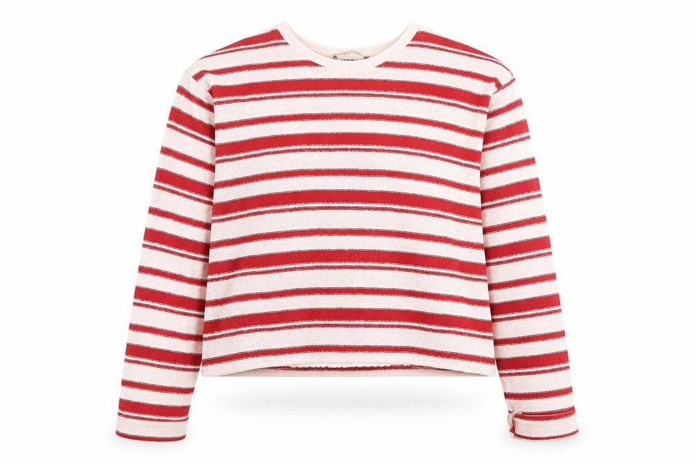 ZARA Women Red Striped Knit Long Sleeve Pullover Jumper Size M