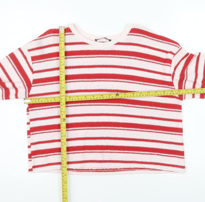 Zara Women Red Striped Knit Long Sleeve Pullover Jumper Size M