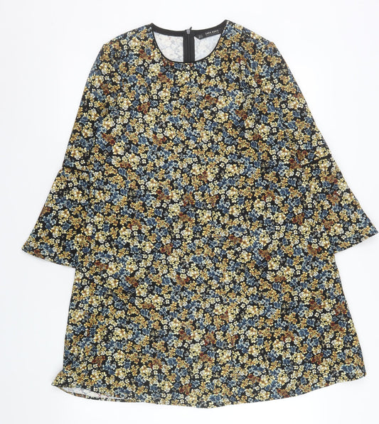 Zara Women Multicoloured Floral Shift Dress Size 8 Long Sleeve