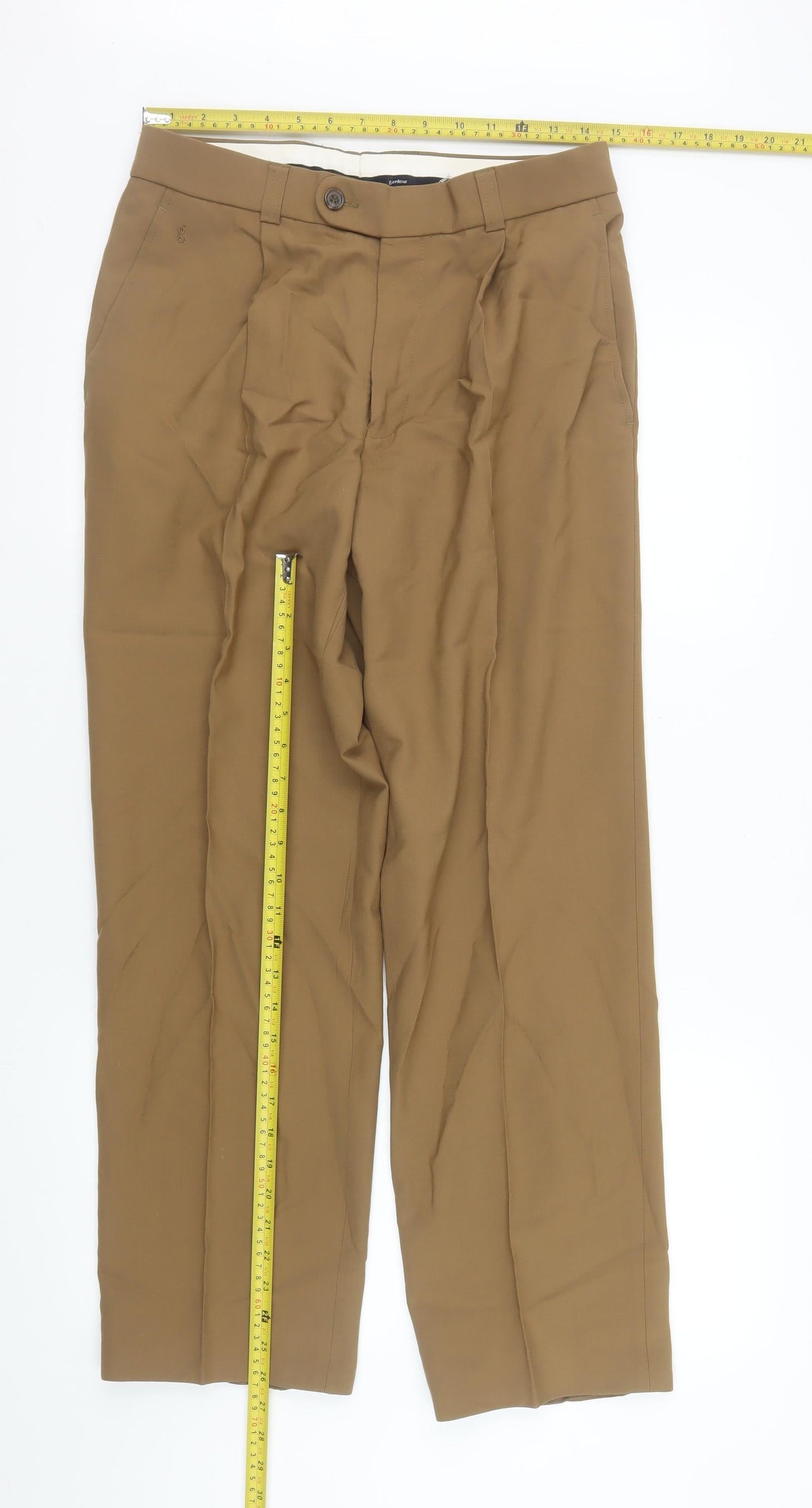 Gardeur Men's Brown 32R Dress Trousers Pleated Front Formal