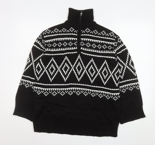 H&M Divided Men's Black Geometric Knit Pullover Sweatshirt S
