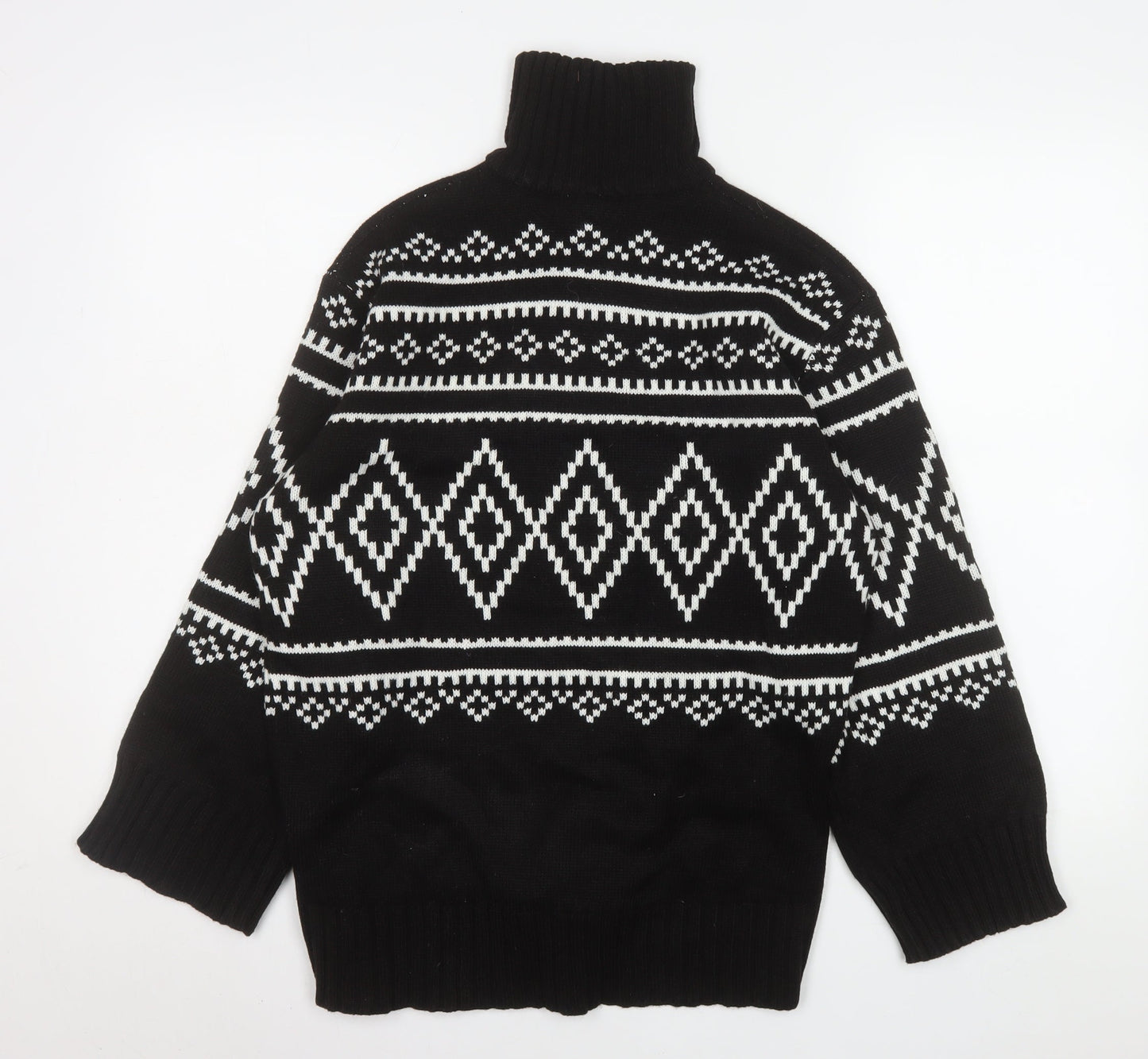 H&M Divided Men's Black Geometric Knit Pullover Sweatshirt S
