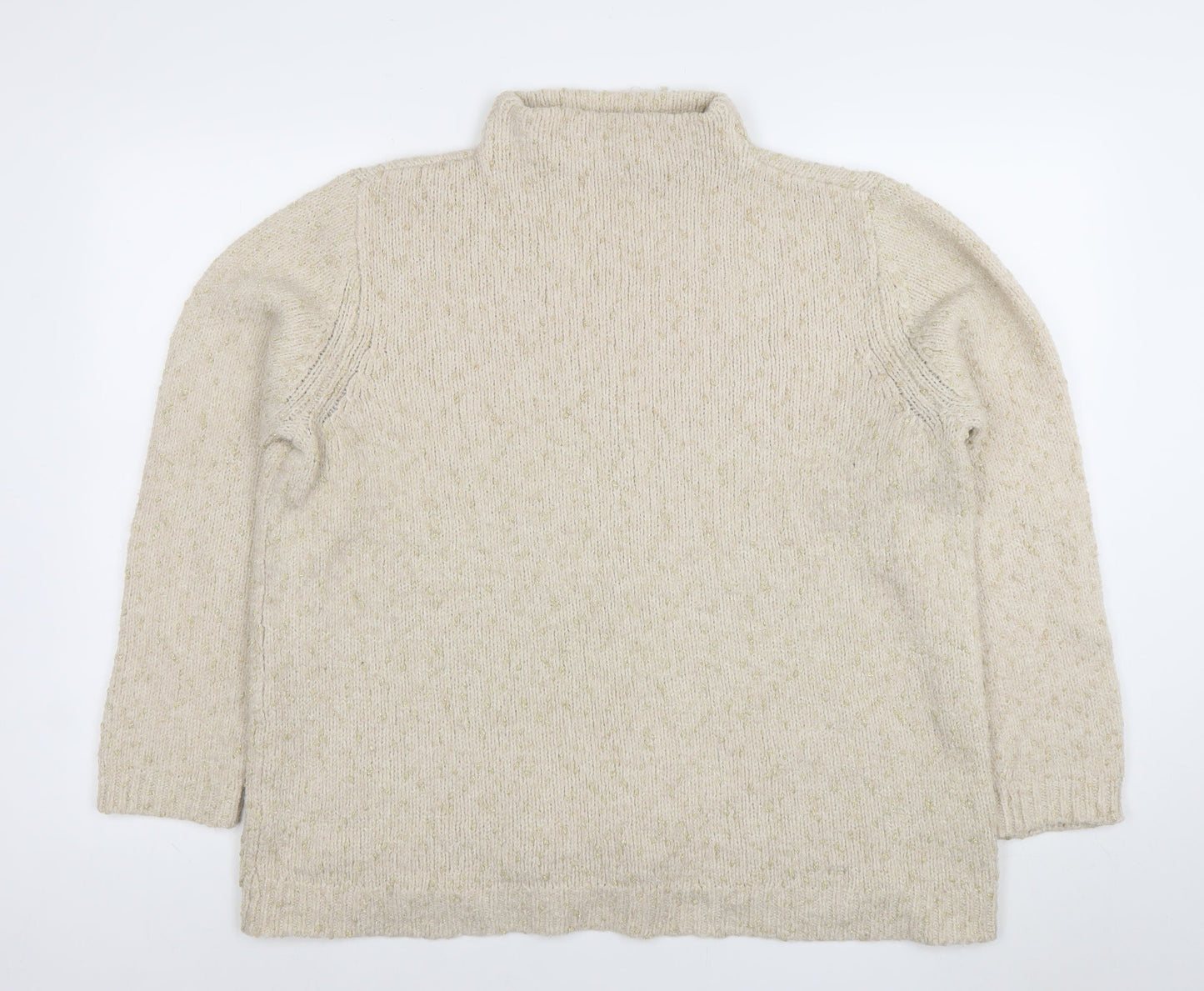 Fransa Womens Beige Roll Neck Knit Jumper Size L