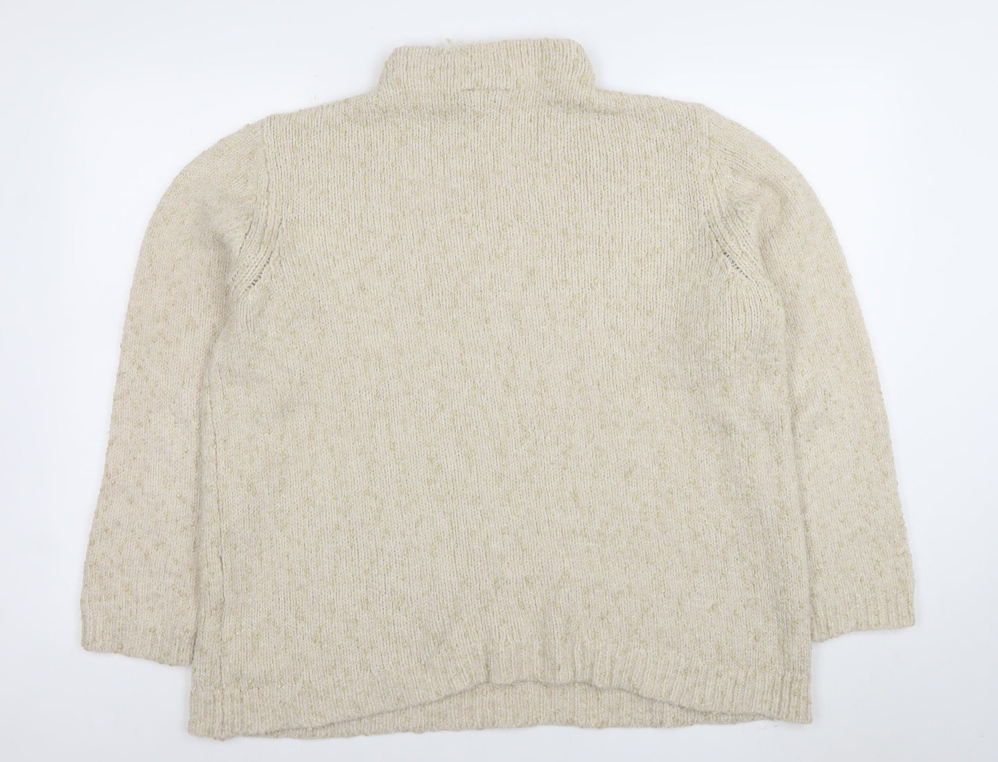Fransa Womens Beige Roll Neck Knit Jumper Size L