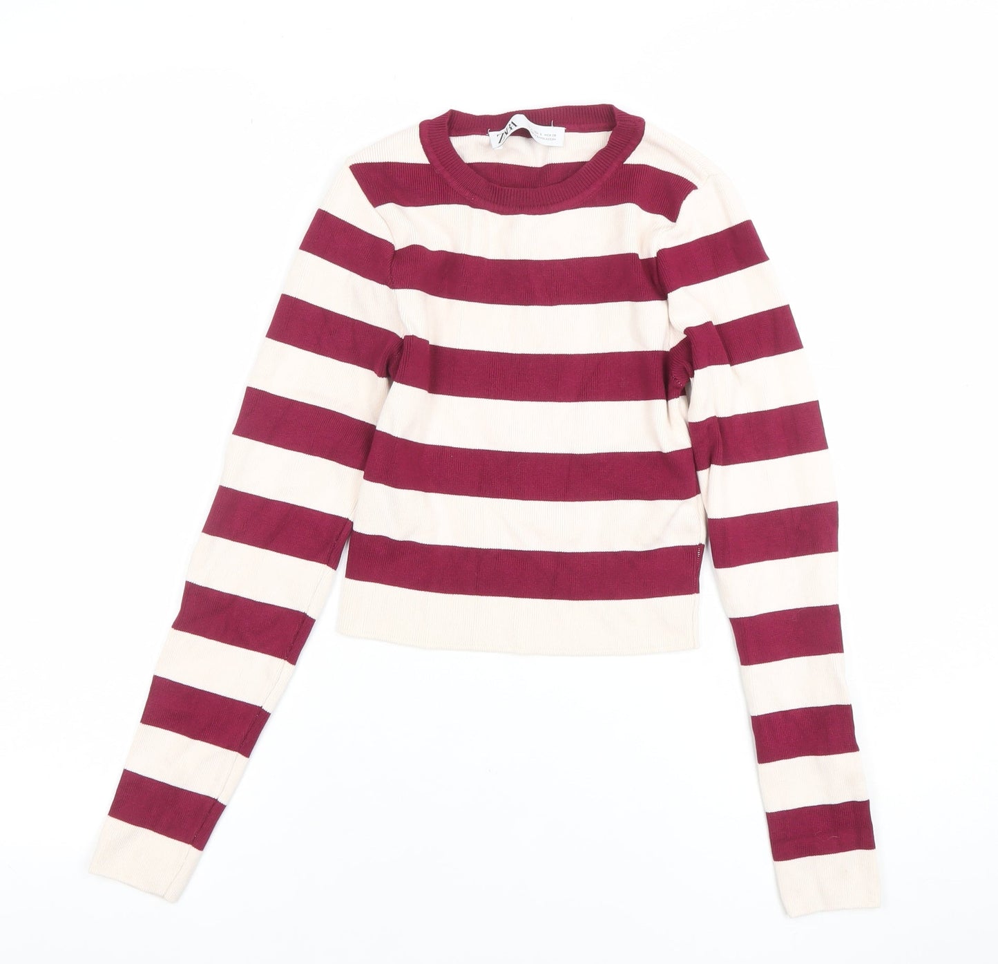 Zara Women Multicoloured Striped Crew Neck Pullover Jumper Size S