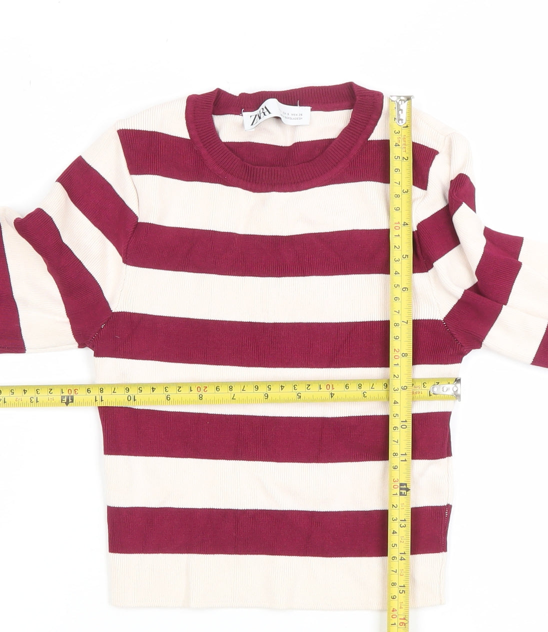 Zara Women Multicoloured Striped Crew Neck Pullover Jumper Size S