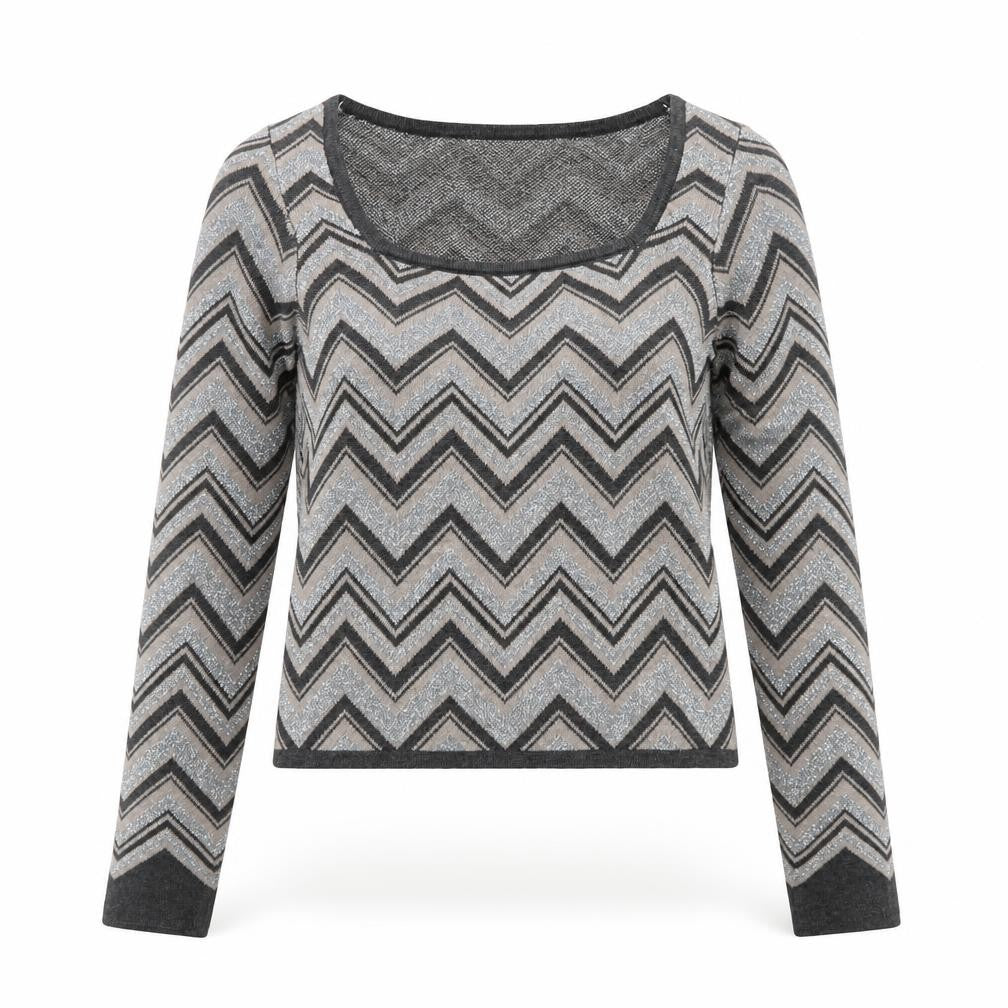 Taylor Women's Grey Square Neck Long Sleeve Knit Jumper Size M