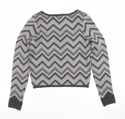 Taylor Women's Grey Square Neck Long Sleeve Knit Jumper Size M