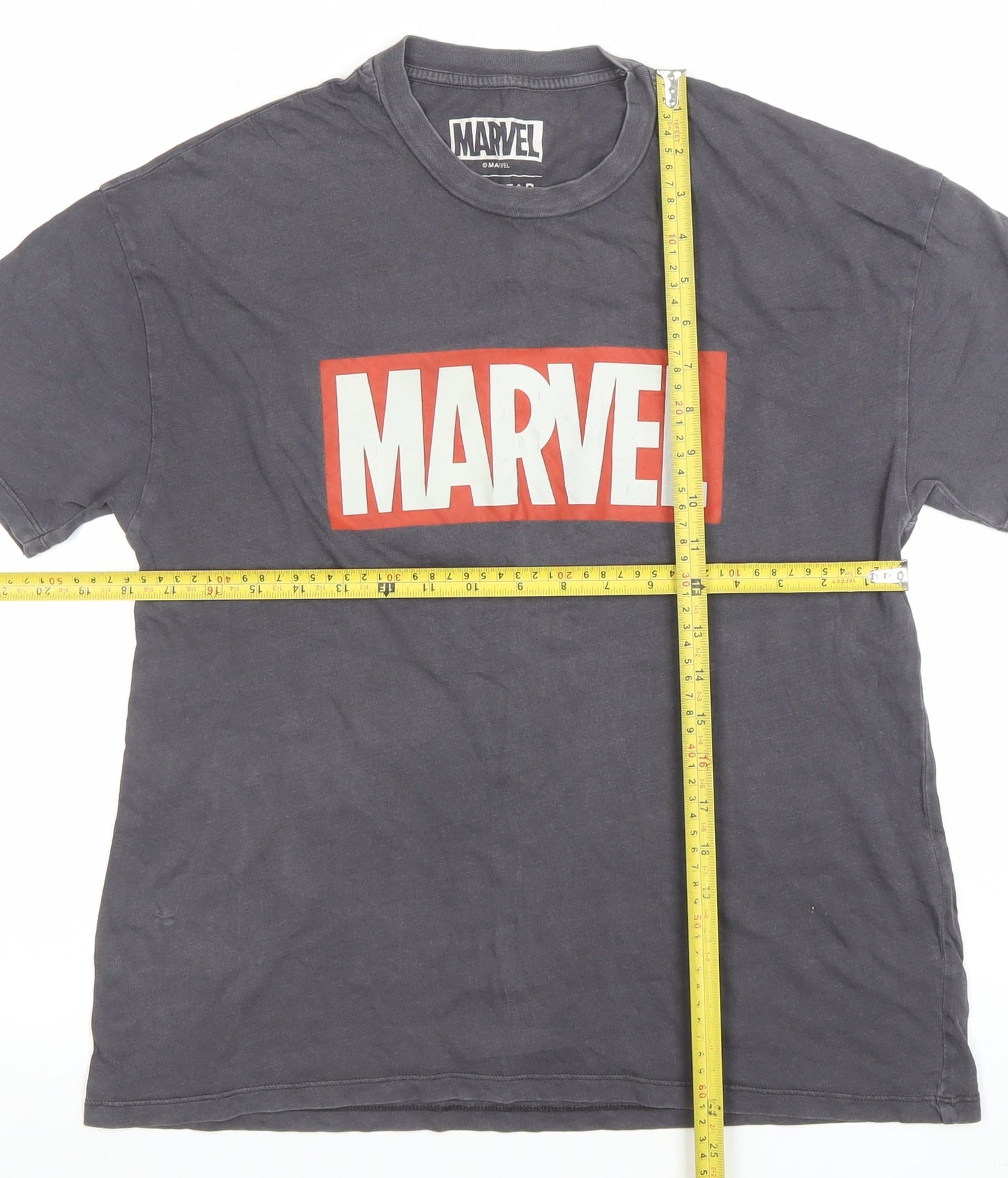 Pull&Bear Marvel Grey Cotton Women's T-Shirt Size S Casual