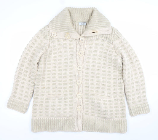 Marks and Spencer Women’s Beige Chunky Knit Collared Cardigan UK 18