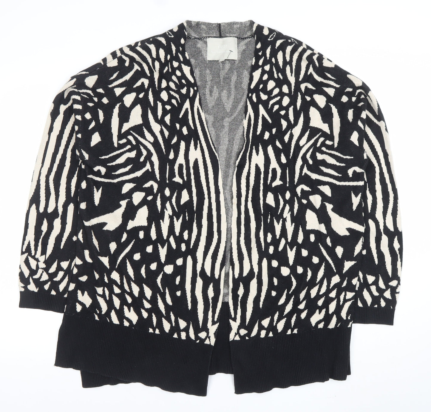 FWM by Fenn Wright Manson Women Black Ivory Animal Print Cardigan L