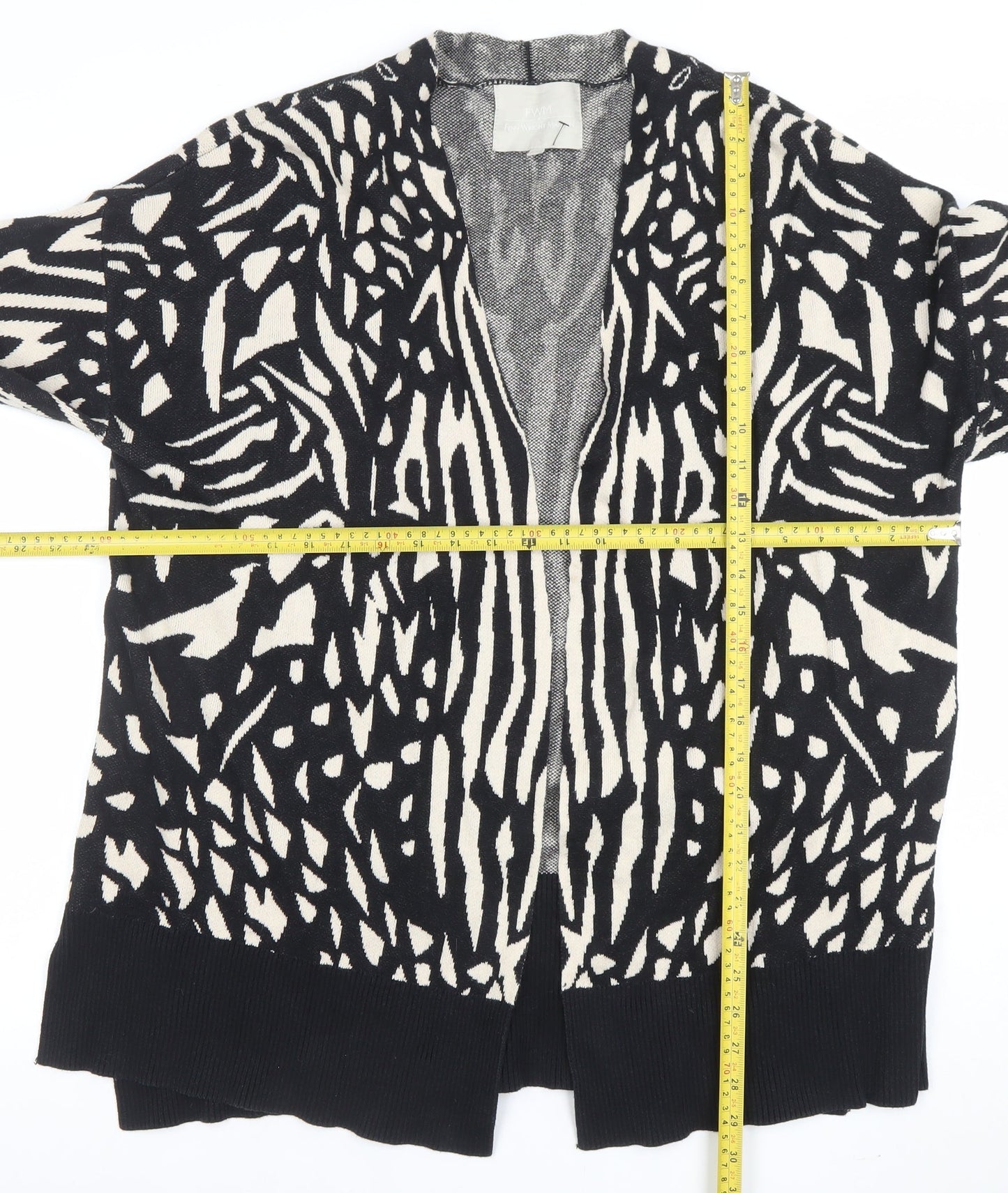 FWM by Fenn Wright Manson Women Black Ivory Animal Print Cardigan L