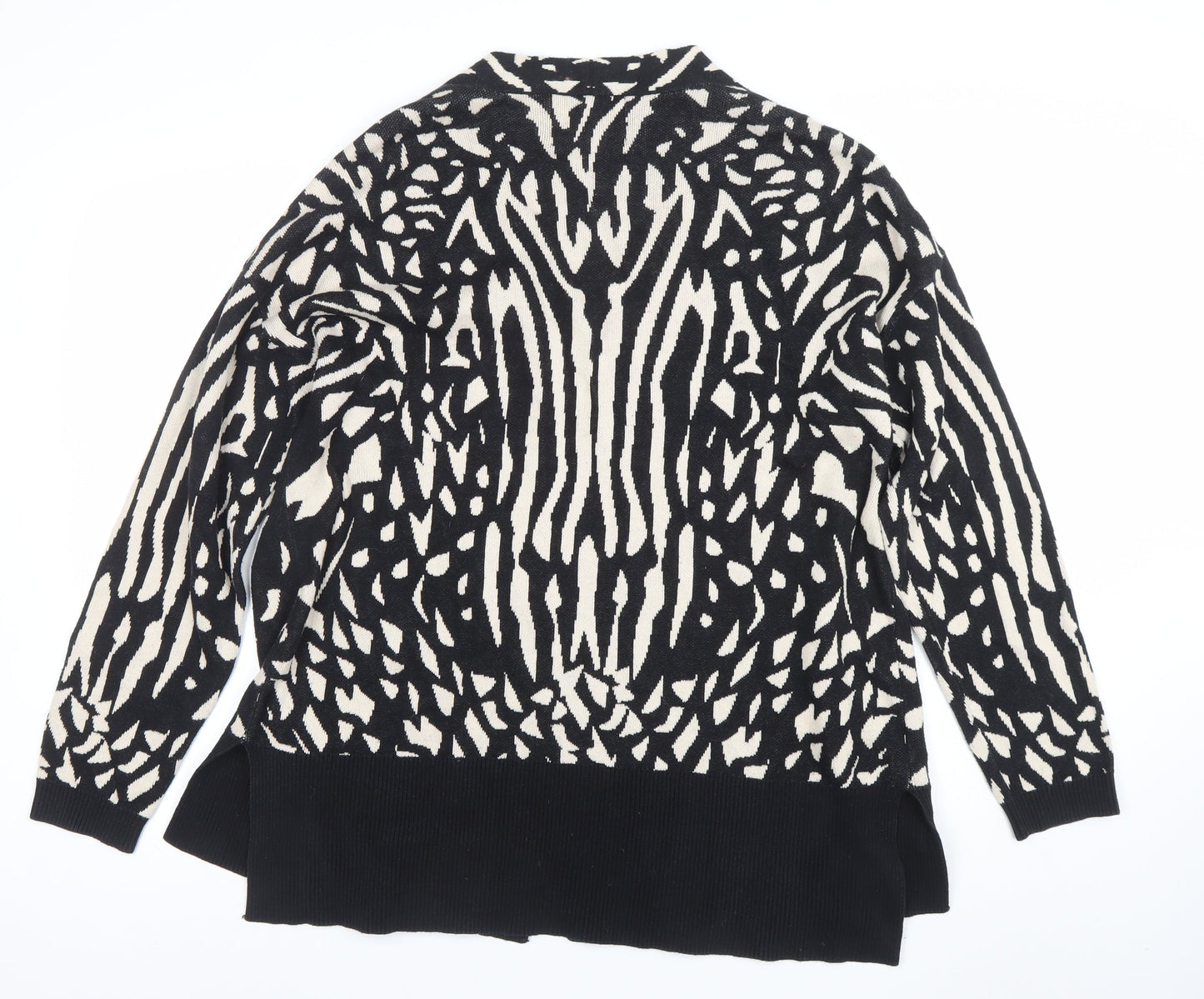 FWM by Fenn Wright Manson Women Black Ivory Animal Print Cardigan L