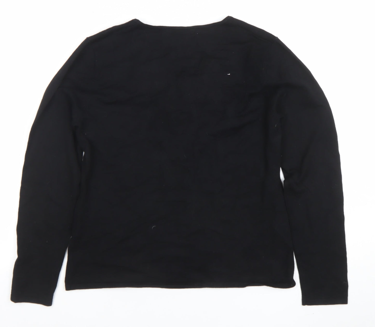 Punt Roma Womens Black Long Sleeve Embellished Knit Top M
