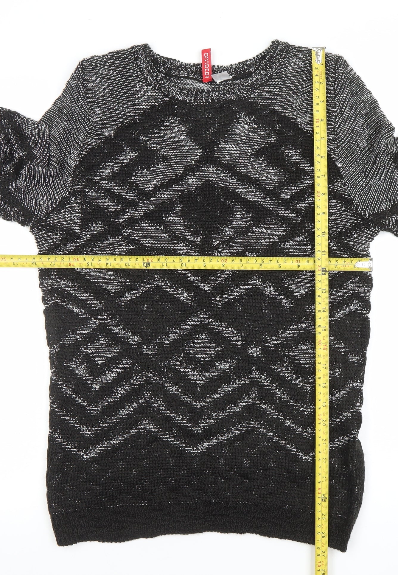 H&M Divided Women’s Black Aztec Knit Pullover Jumper XS