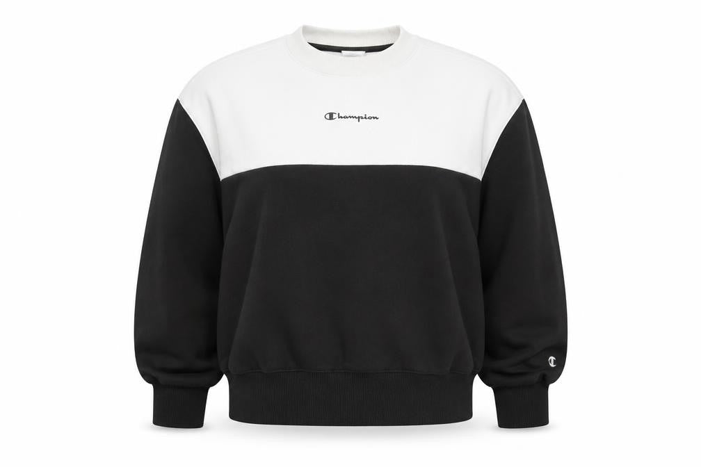 Champion Women's Black and White Crew Neck Pullover Sweatshirt Small