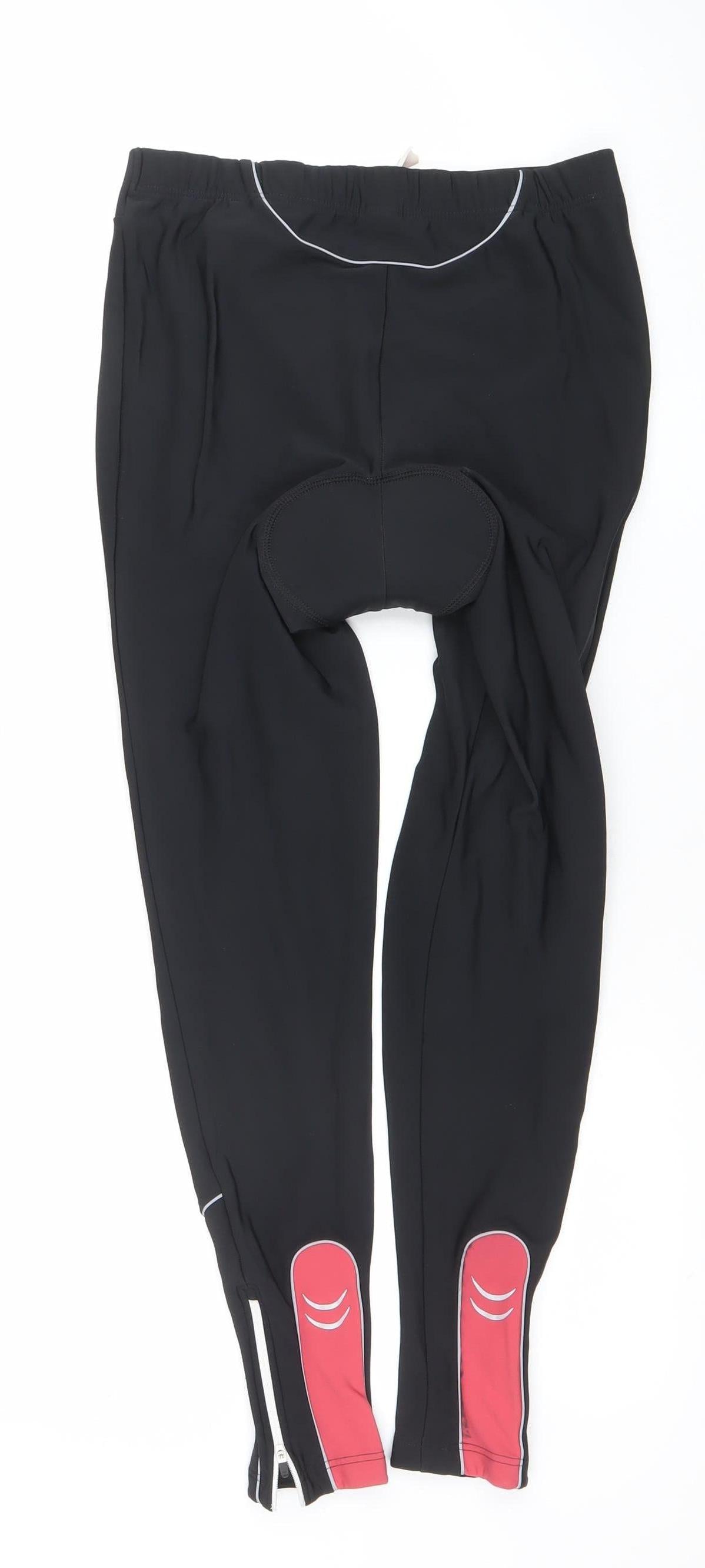 Oxylane Women's Black Cycling Leggings Size 12 Padded Winter Activewear