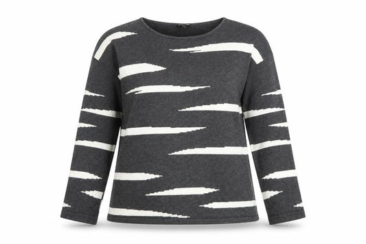 Marble Womens Grey Striped Cotton Long Sleeve T-Shirt Size 14