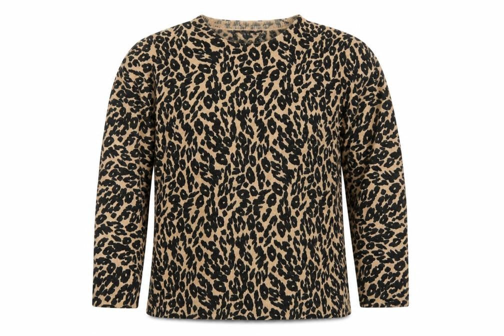 Marks & Spencer Unisex Beige Leopard Print Wool Jumper L