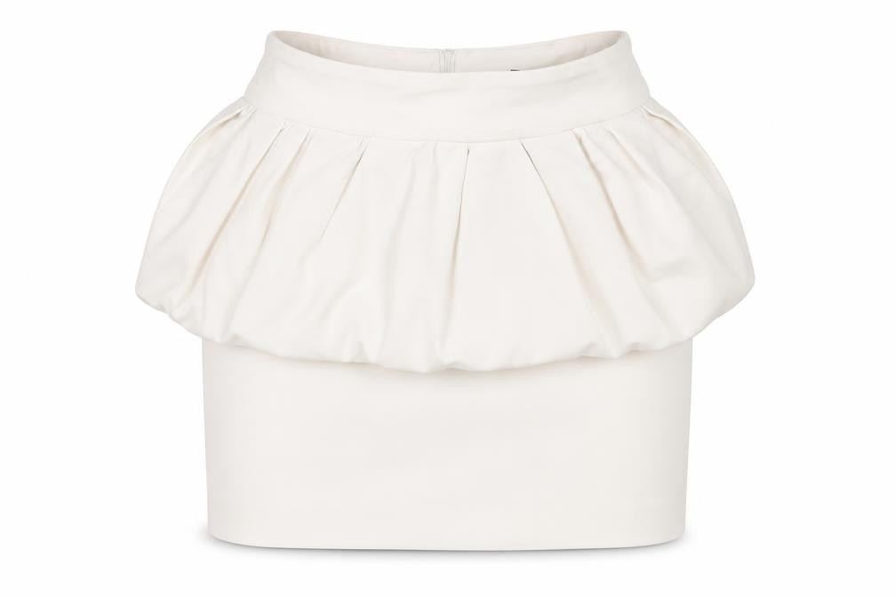 Zara Women Ivory Bubble Hem Short Skirt XS High Waist