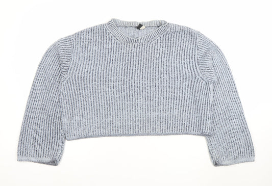 Divided Womens Grey Chunky Knit Crew Neck Pullover Jumper XS