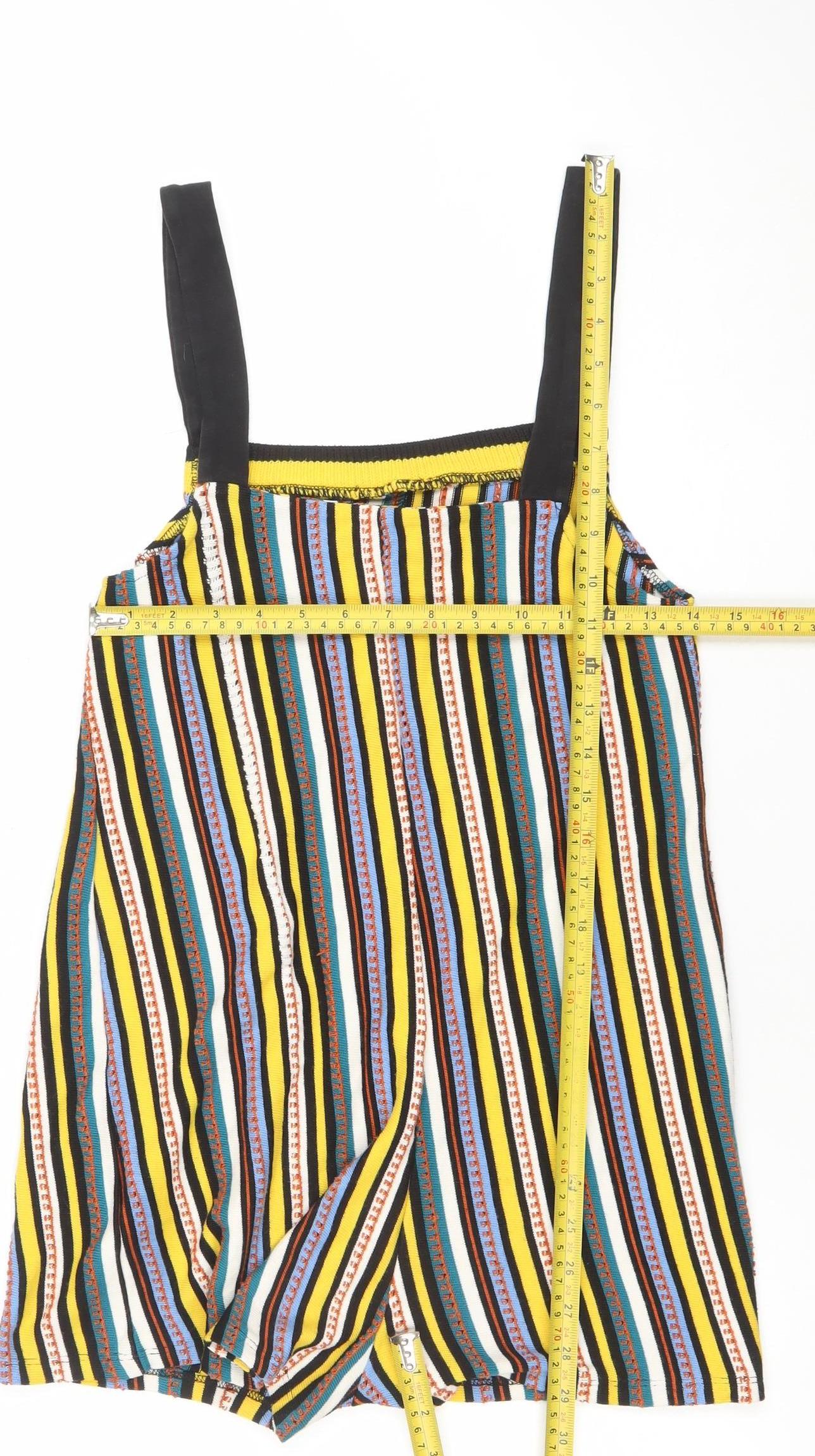 Zara Women Multicoloured Striped Viscose Cotton Playsuit Size M