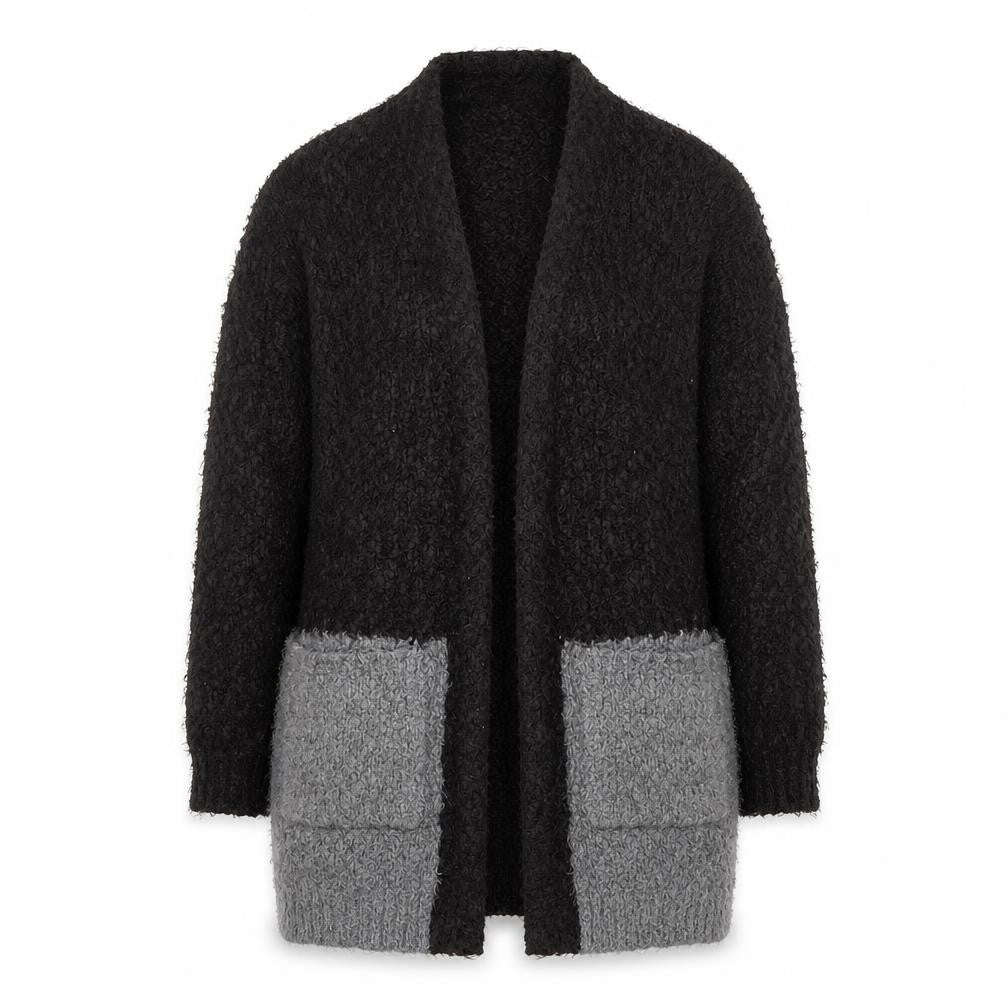 Amara Reya Women's Black Grey Knit Open Cardigan Size M