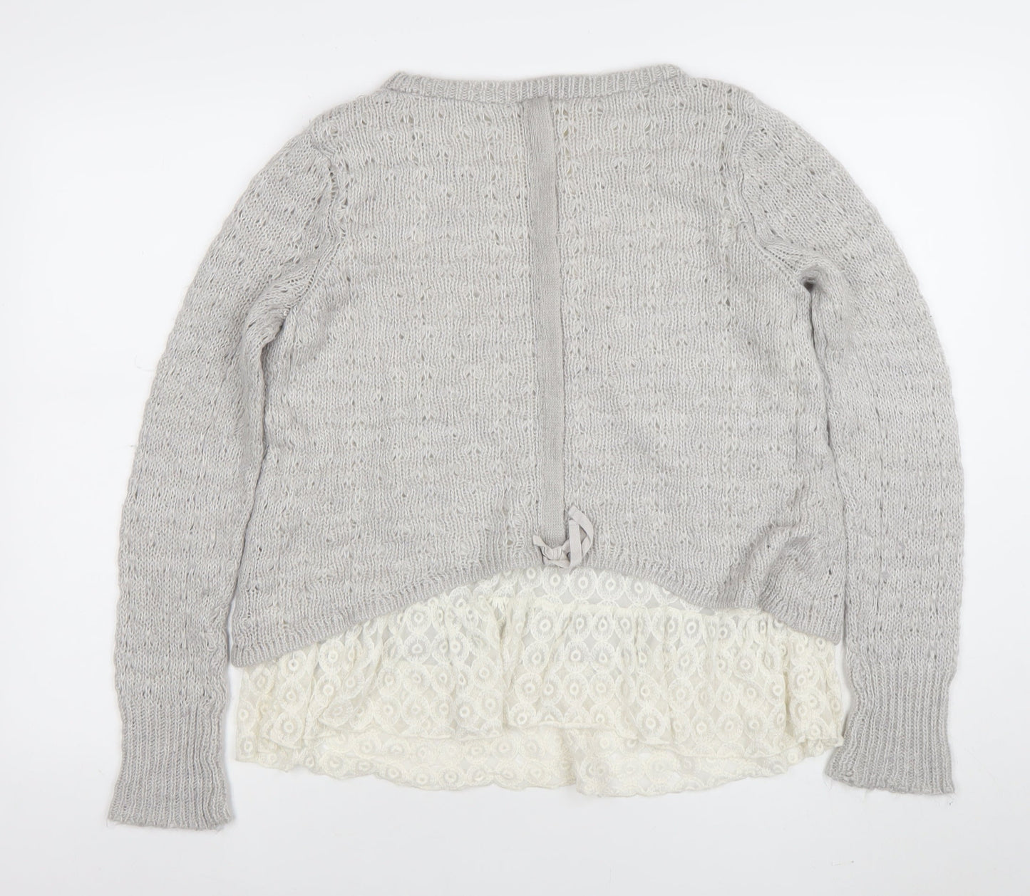 Falmer Heritage Women’s Grey Lace Hem Knit Jumper Size 14