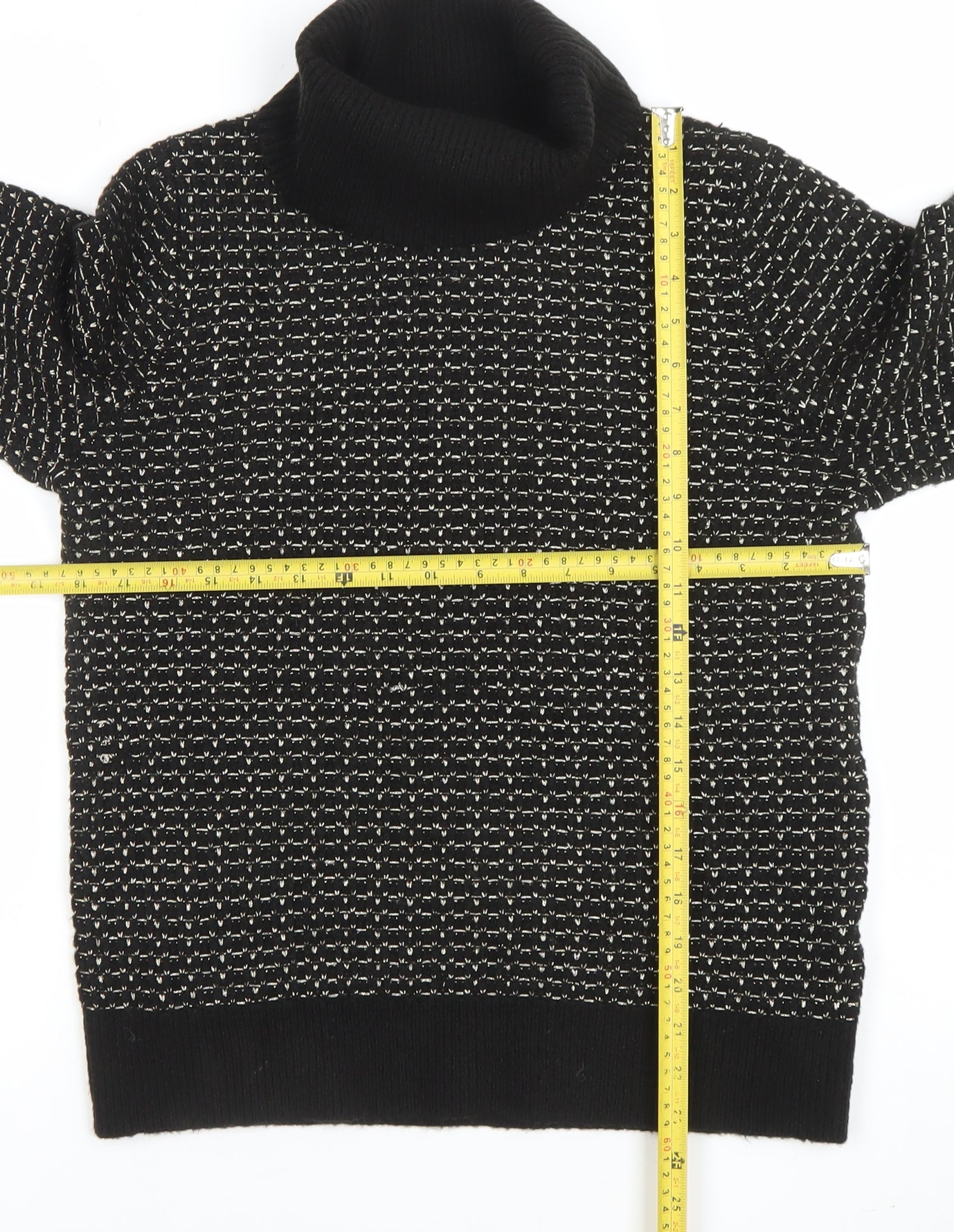 MICHA Women’s Black Roll Neck Knit Wool Blend Jumper Size M