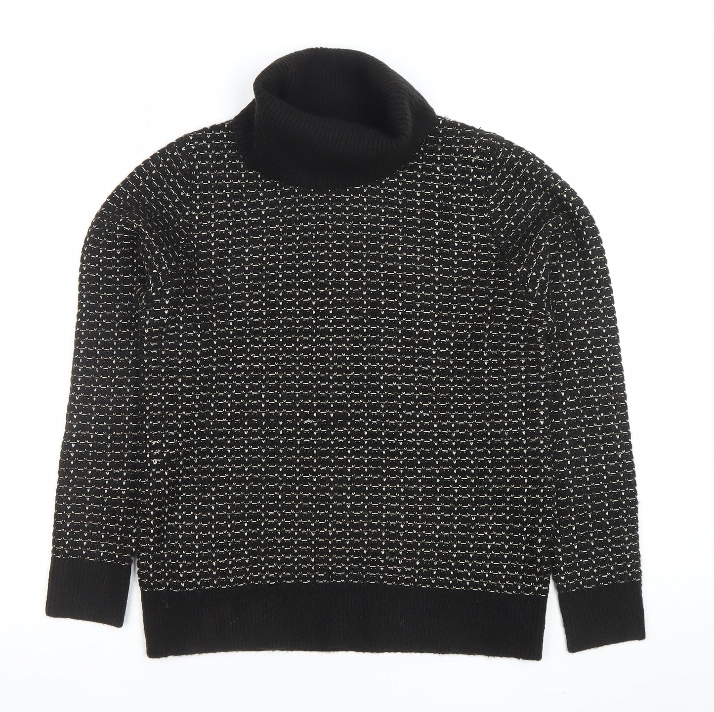 MICHA Women’s Black Roll Neck Knit Wool Blend Jumper Size M