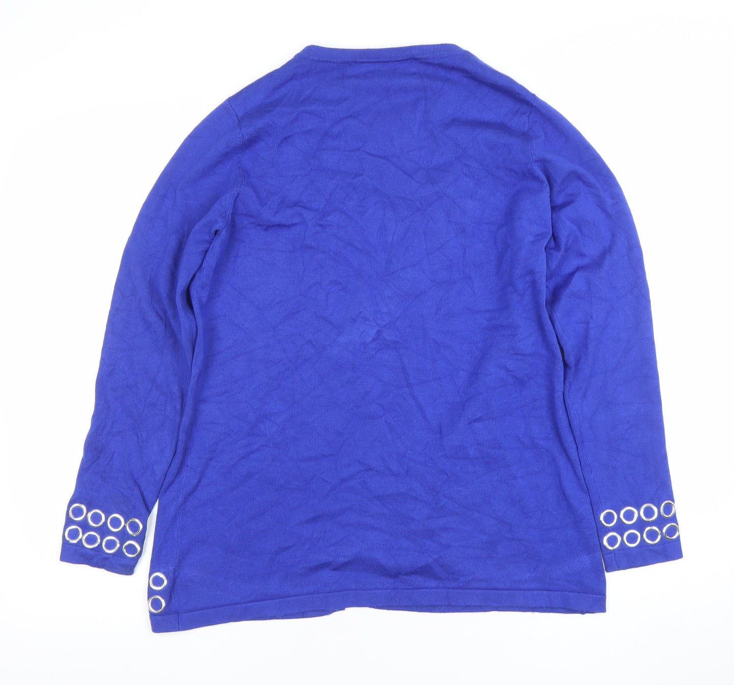 Rae Boutique Womens Blue Studded Long Sleeve Cardigan Size 10