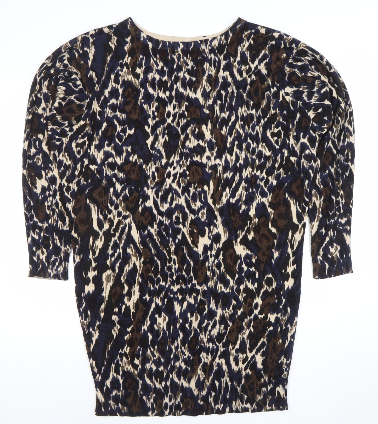 Marks and Spencer Women's Brown Animal Print 3/4 Sleeve Knit Blouse Size 12