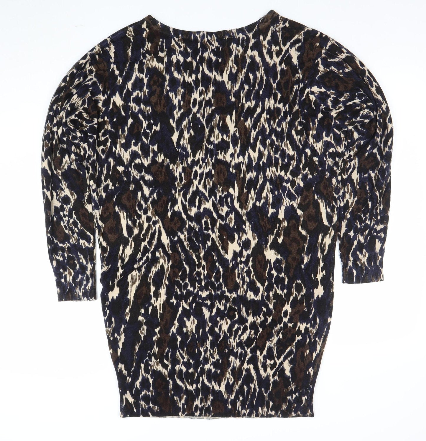 Marks and Spencer Women's Brown Animal Print 3/4 Sleeve Knit Blouse Size 12