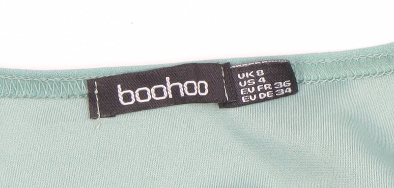 Boohoo Women’s Green Puff Sleeve Square Neck Blouse UK 8