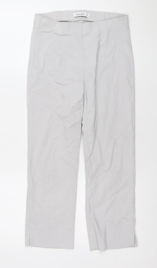 Gallery Women Beige Viscose Blend Stretch Straight Trousers UK 8