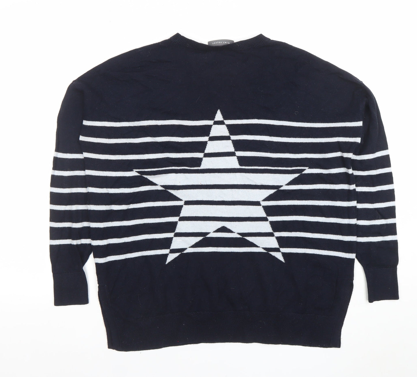 Mint Velvet Women's Blue Striped Star Knit Jumper Size M