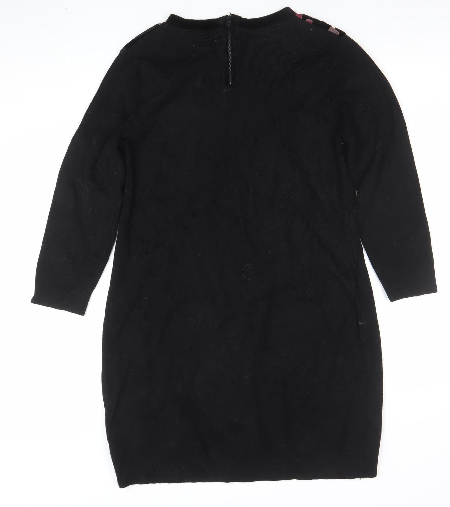 Monsoon Womens Black Floral Velvet Pullover Jumper M