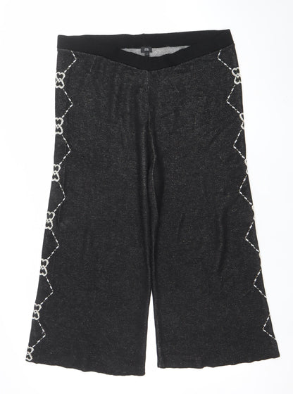River Island Women’s Black Embroidered Wide-Leg Culottes Size L
