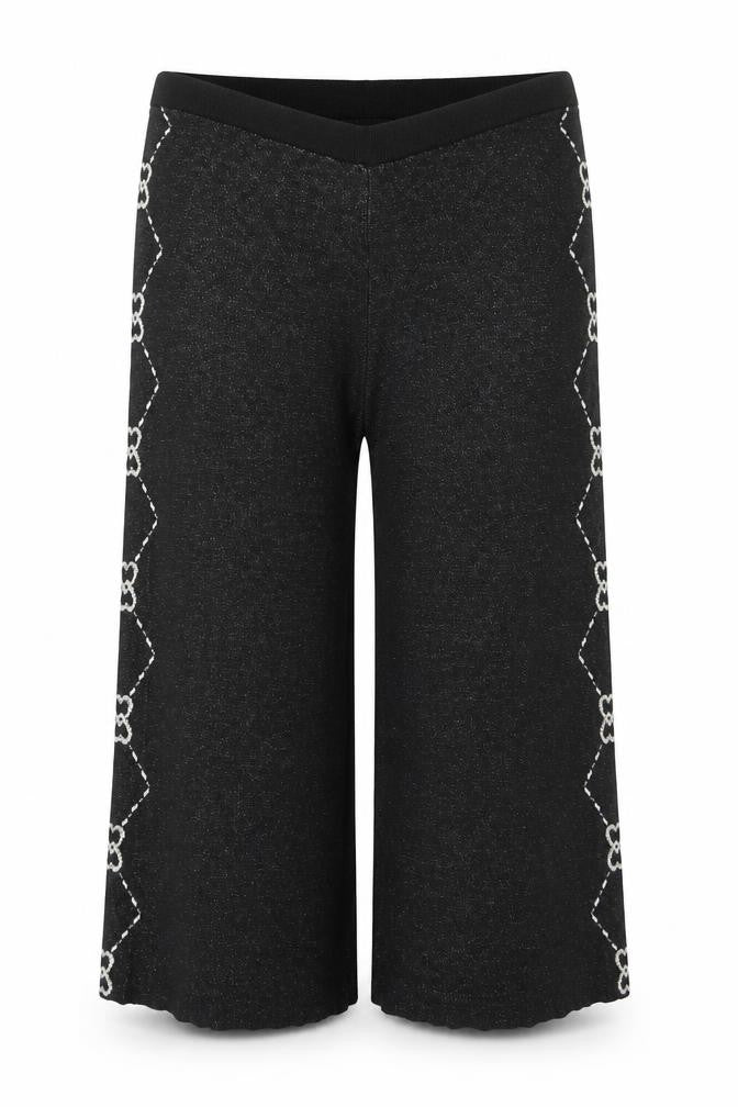 River Island Women’s Black Embroidered Wide-Leg Culottes Size L