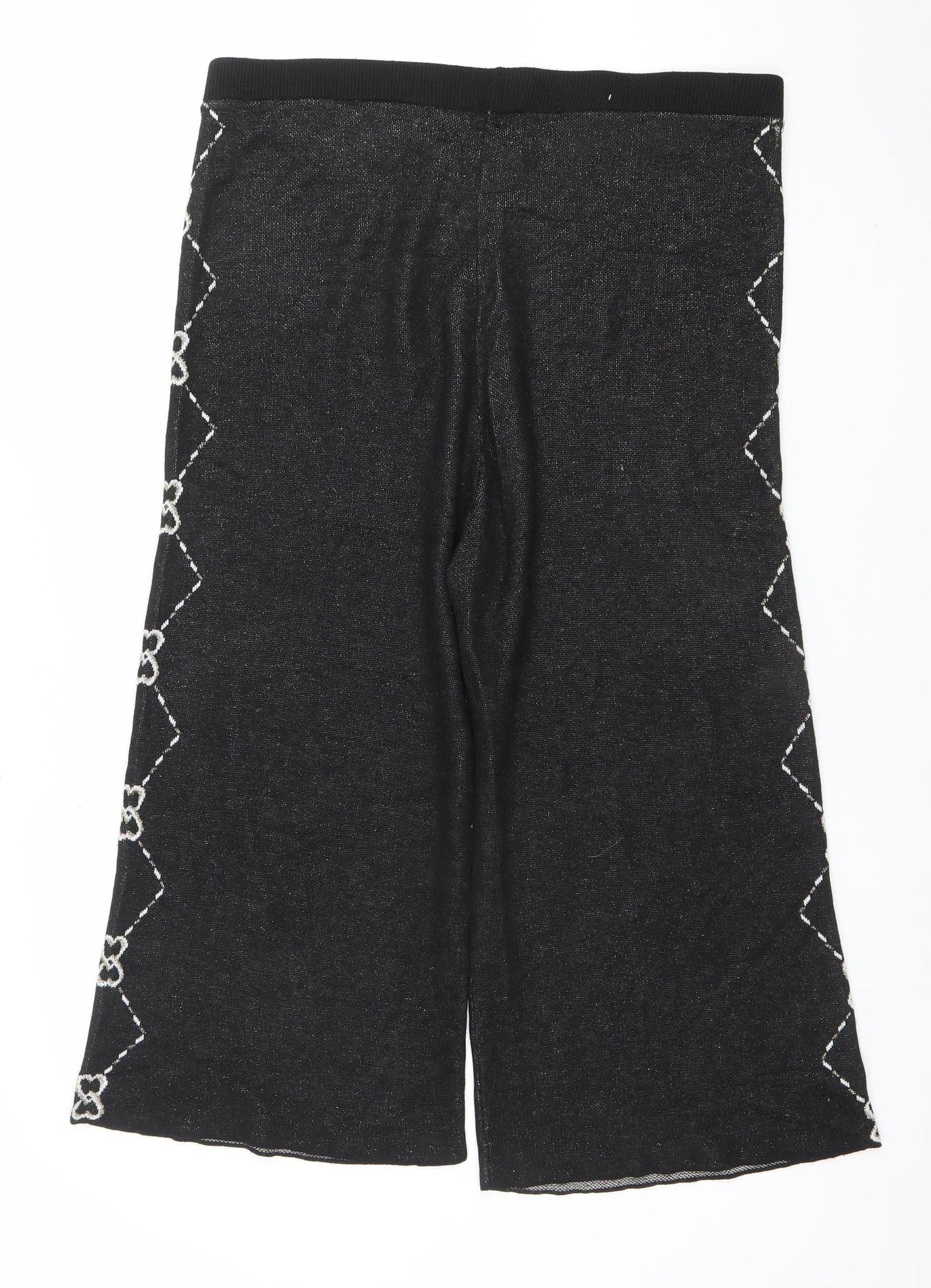 River Island Women’s Black Embroidered Wide-Leg Culottes Size L