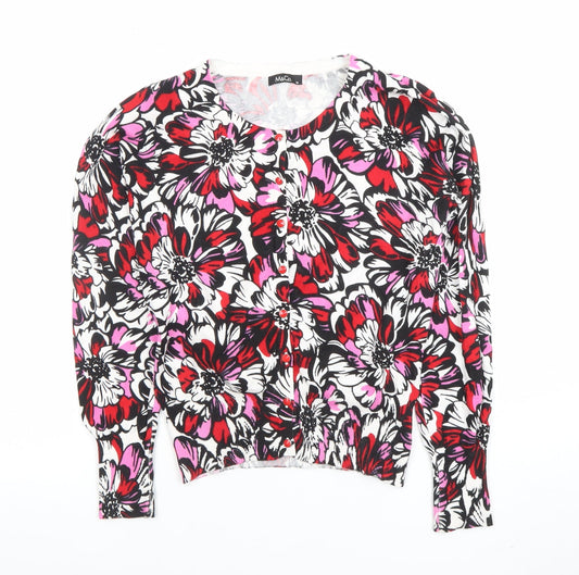 M&Co Women’s Multicoloured Floral Cardigan Size 10 Knit Cotton Blend