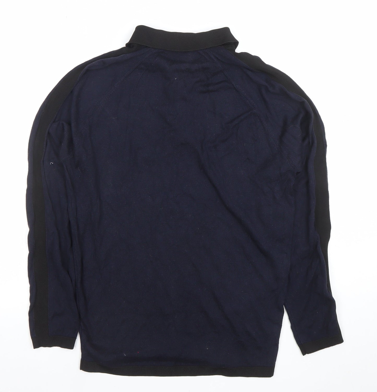 River Island Men's Blue Long Sleeve 1/4 Zip Knit Polo Shirt Size M